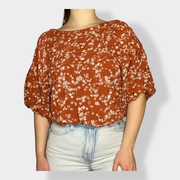 Free People Dessa one piece pin tuck‎ top in rust size S - Picture 2 of 9